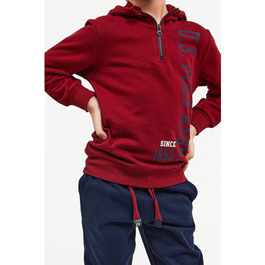 Boy Collar Zipper Tracksuit Set