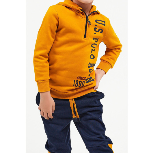 Boy Collar Zipper Tracksuit Set