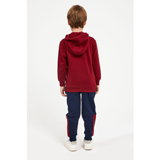 Boy Collar Zipper Tracksuit Set