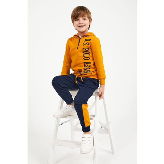 Boy Collar Zipper Tracksuit Set