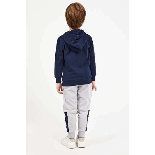 Boy Collar Zipper Tracksuit Set