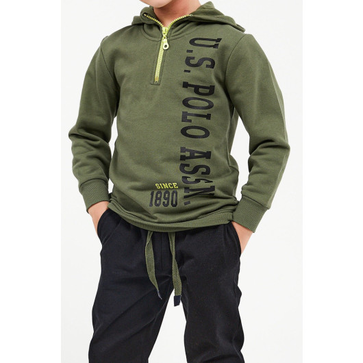 Boy Collar Zipper Tracksuit Set