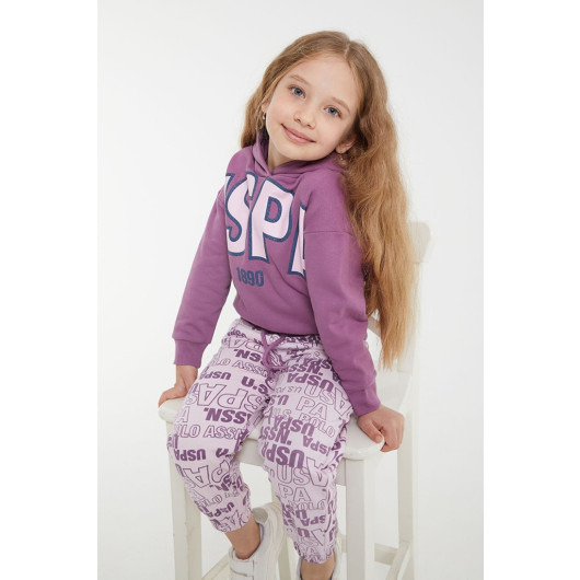 Girl Rubber Detailed Tracksuit Set