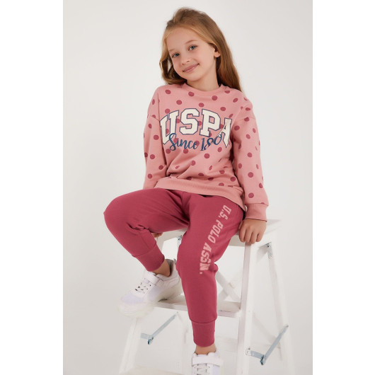 Girl Polka Dot Tracksuit Set