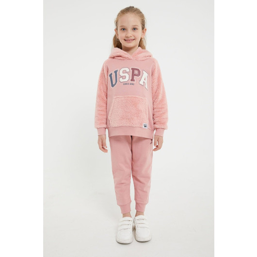 Girl Welsoft Kangaroo Pocket Fleece Tracksuit Set