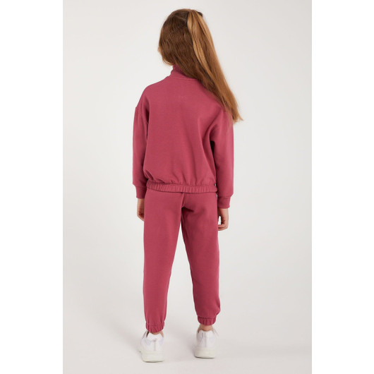 Girl Half Zipper Tracksuit Set