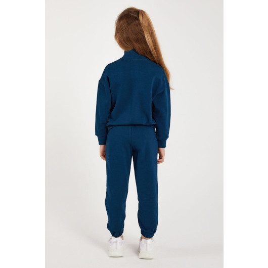 Girl Half Zipper Tracksuit Set