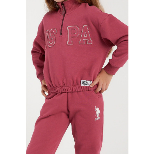 Girl Half Zipper Tracksuit Set