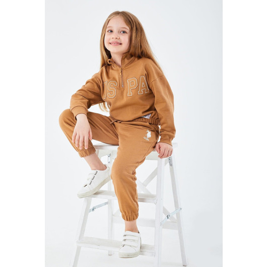 Girl Half Zipper Tracksuit Set