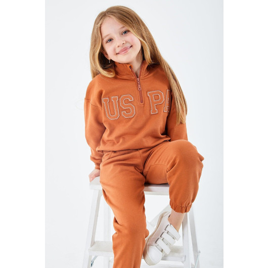 Girl Half Zipper Tracksuit Set