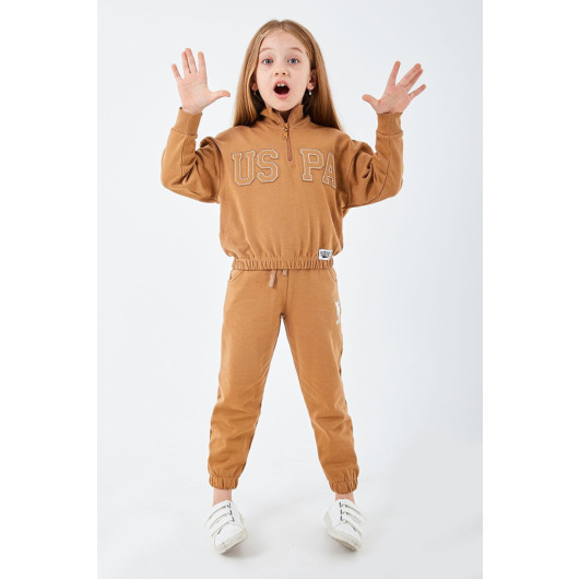 Girl Half Zipper Tracksuit Set