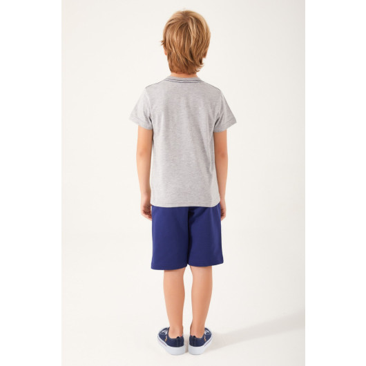 Palm Leaf Detail Boy Bermuda Set