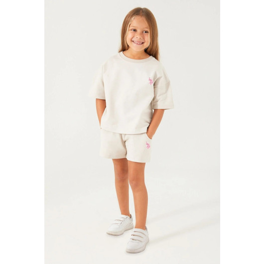 Plain Open Naive Girl Shorts Set