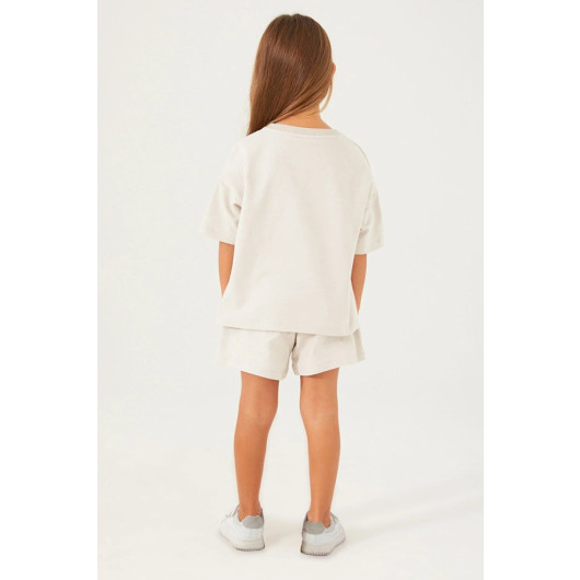 Plain Open Naive Girl Shorts Set