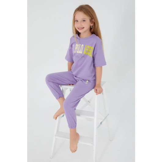 Sea Blue Girl Short Sleeve Pajama Set