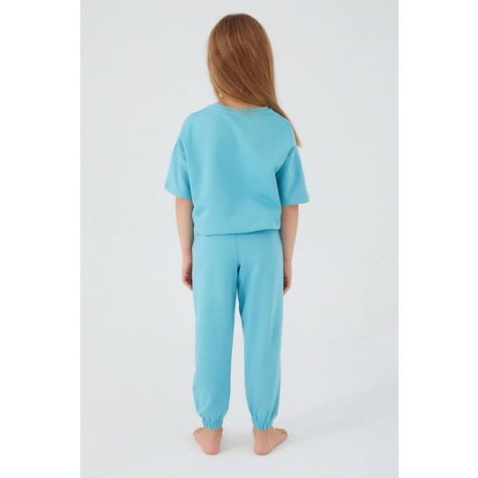 Sea Blue Girl Short Sleeve Pajama Set