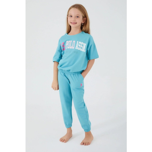 Sea Blue Girl Short Sleeve Pajama Set