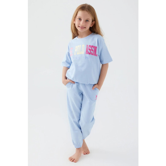 Sea Blue Girl Short Sleeve Pajama Set