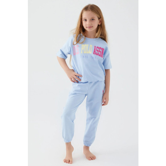 Sea Blue Girl Short Sleeve Pajama Set