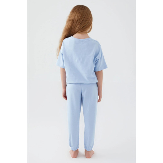 Sea Blue Girl Short Sleeve Pajama Set