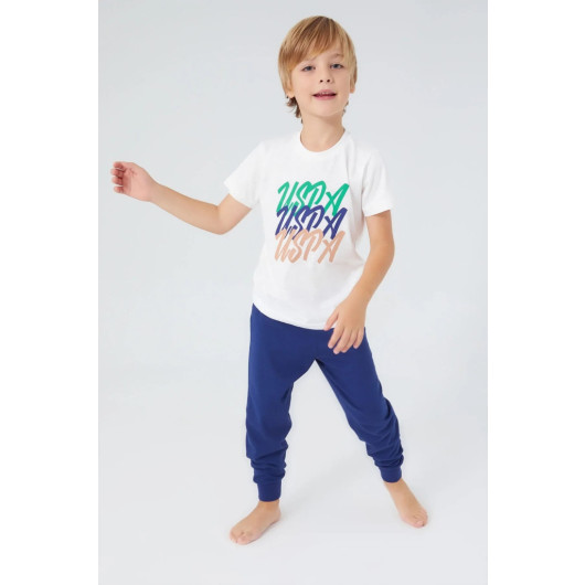 Writing Boy Short Sleeve Pajama Set