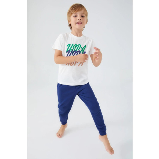 Writing Boy Short Sleeve Pajama Set