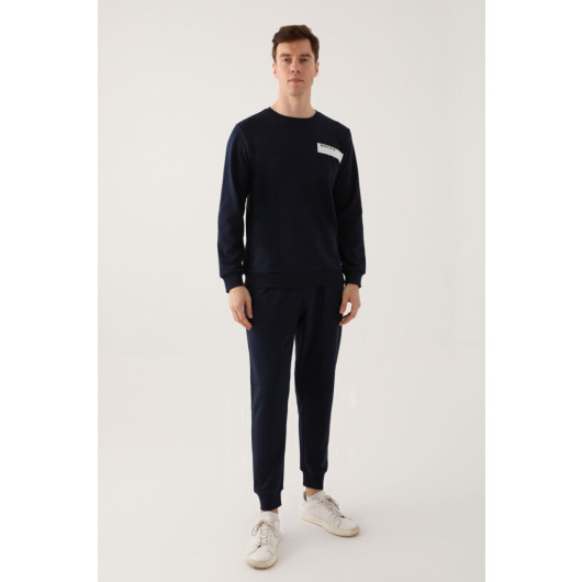 Whatever Navy Blue Men's Long Sleeve Pajama Set