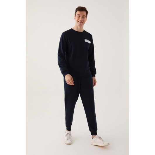 Whatever Navy Blue Men's Long Sleeve Pajama Set