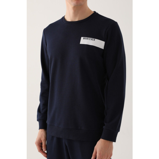 Whatever Navy Blue Men's Long Sleeve Pajama Set