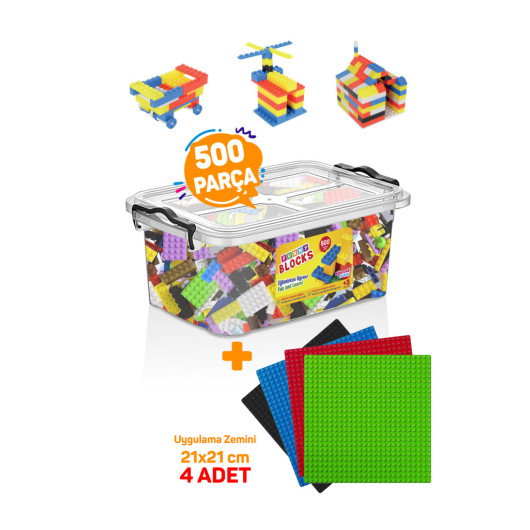4 Colors Application Base Micro Block Funny Blocks 500 Pieces Plastic Box