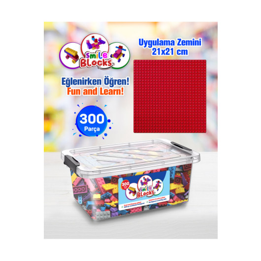 Smile Blocks 300 Pieces Plastic Box Micro Block With Red Application Base