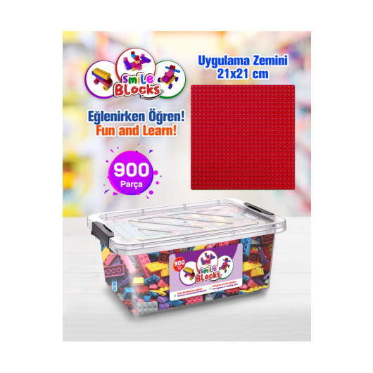 Smile Blocks 900 Pieces Plastic Box Micro Block With Red Application Base