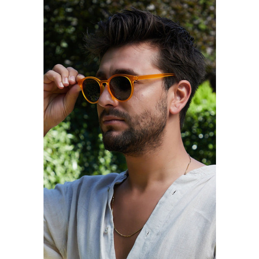 نظارة رجالية للشمس برتقالية بتصميم مميز