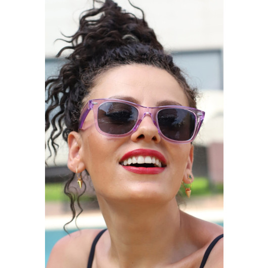 Transparent Purple Unisex Sunglasses Purple