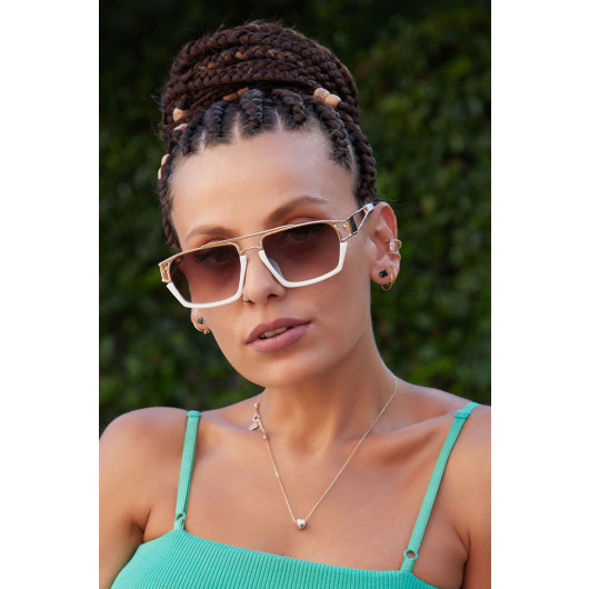 Women Sunglasses White Brown