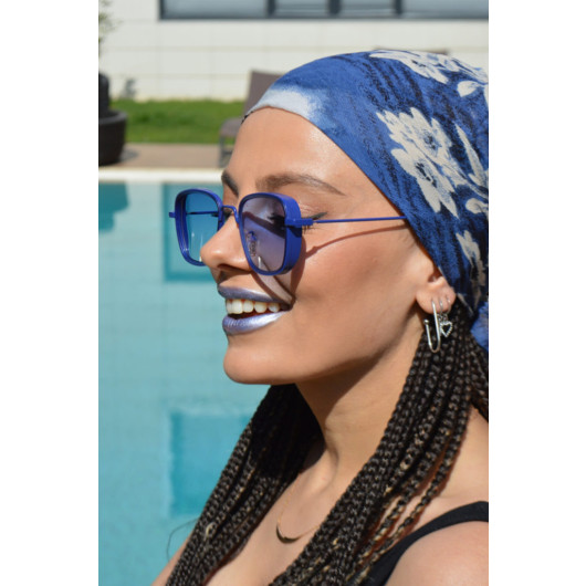 نظارات شمسية للنساء زرقاء مزينة