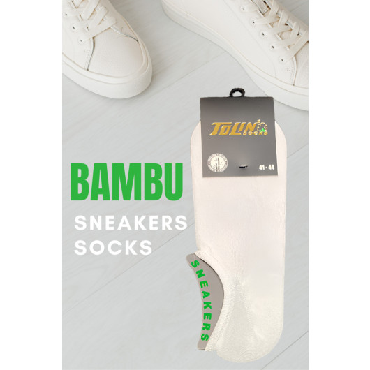 Mens Set Of 12 White Color Bamboo Sneakers Socks