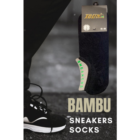 Mens Set Of 12 Black Bamboo Sneakers Socks