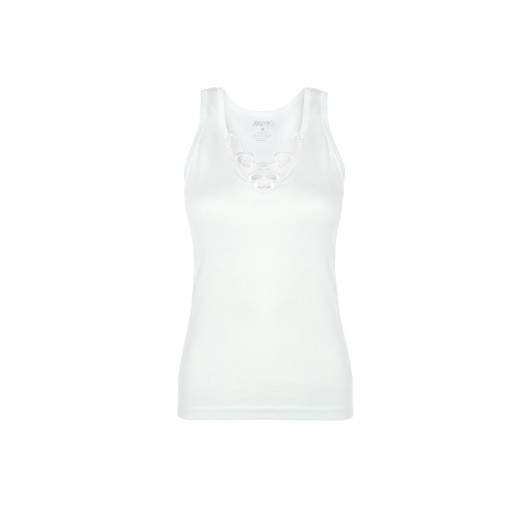 Tolin Cotton Womens White Wide Strap Laced Undershirt