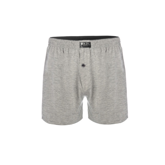 Tolin Cotton Mens Gray Melange Single Jersey Shorts Boxer