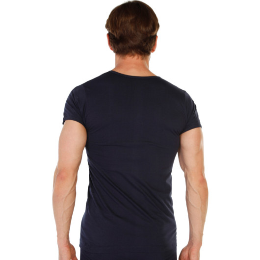 Tolin Pack Of 12 Cotton Navy Blue Mens Jersey Vneck Undershirt