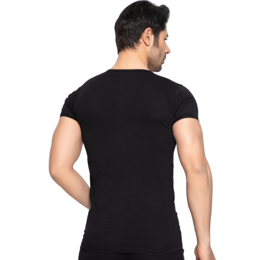 Tolin 12 Pack Cotton Black Mens Jersey Vneck Undershirt