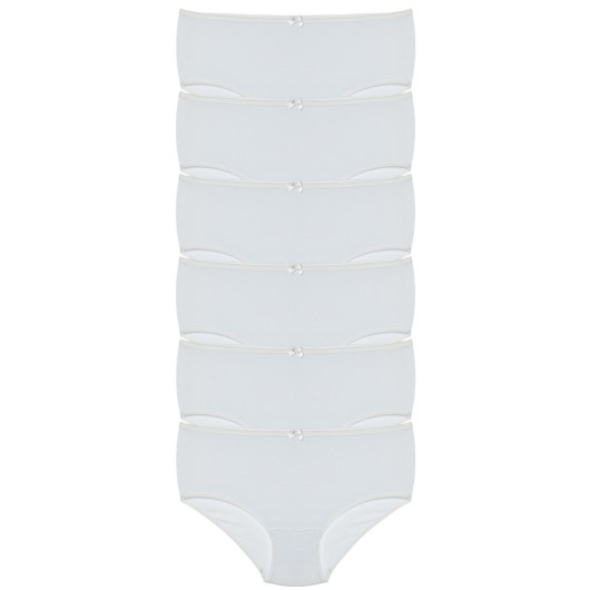 Womens 6 Piece Towel Net Detailed White Panties Set