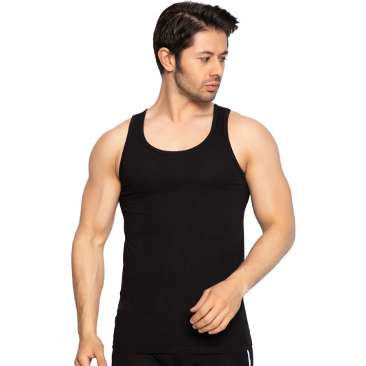 Tolin 3 Pack Cotton Black Mens Undershirt Single Jersey