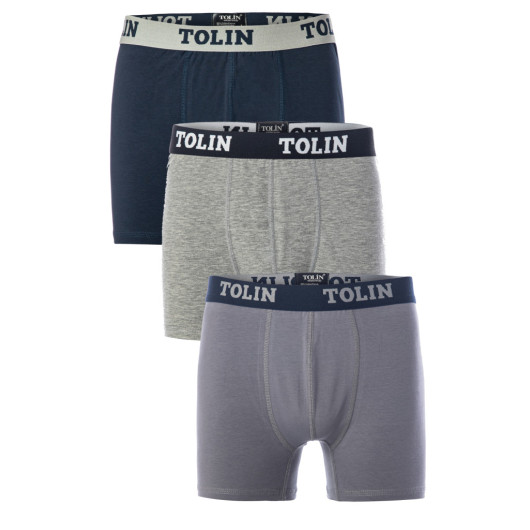 Tolin 3 Piece Cotton Lycra Mens Solid Color Boxer Set
