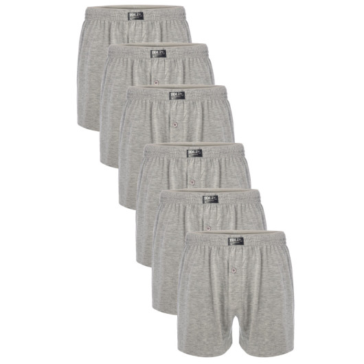 6 Piece Cotton Mens Light Grey Boxer Set