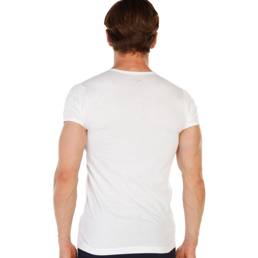 Tolin 6 Pack Cotton White Mens Jersey Vneck Undershirt