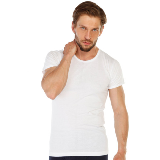 Tolin 6 Pack Cotton White Oneck Mens Single Jersey Undershirt
