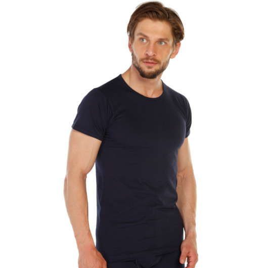 Tolin 6 Pack Cotton Navy Blue Oneck Mens Single Jersey Undershirt
