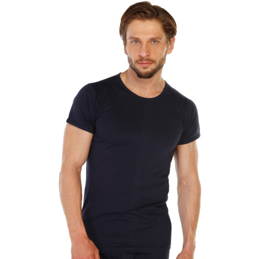 Tolin 6 Pack Cotton Navy Blue Oneck Mens Single Jersey Undershirt